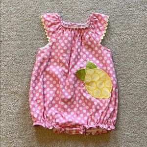 Girls pink and white polka dot bubble dress
